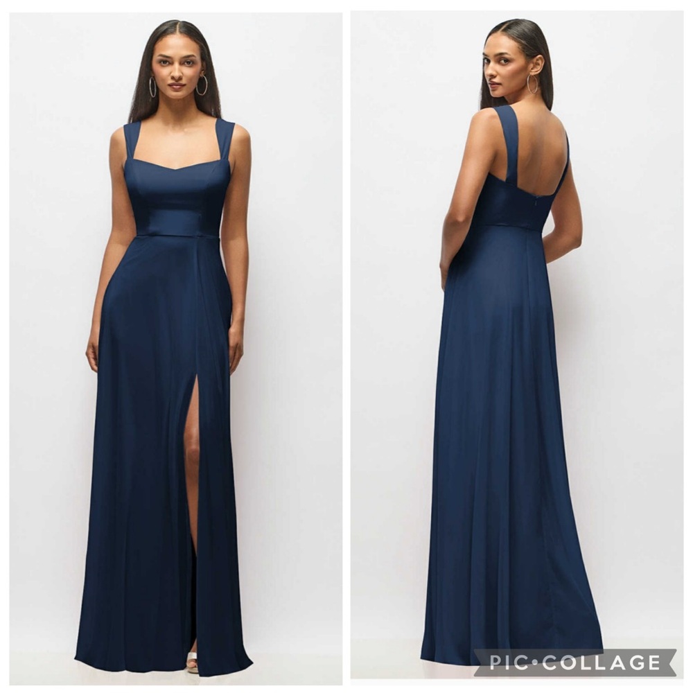After Six 1558 Chiffon Sweetheart Neck Gown Midnight Navy 6